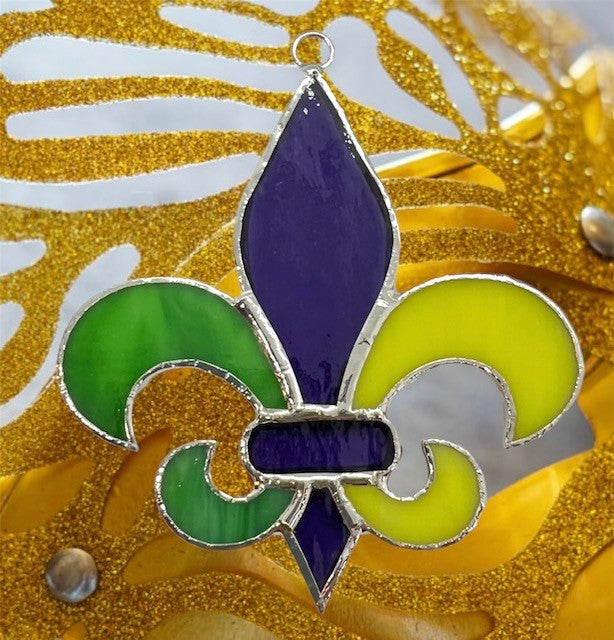 Glass Cover- Mardi Gras Fleur De Lis