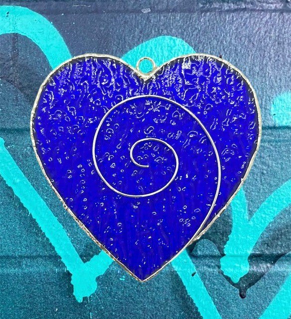 Glass Cover- Heart with Wire/ BLUE