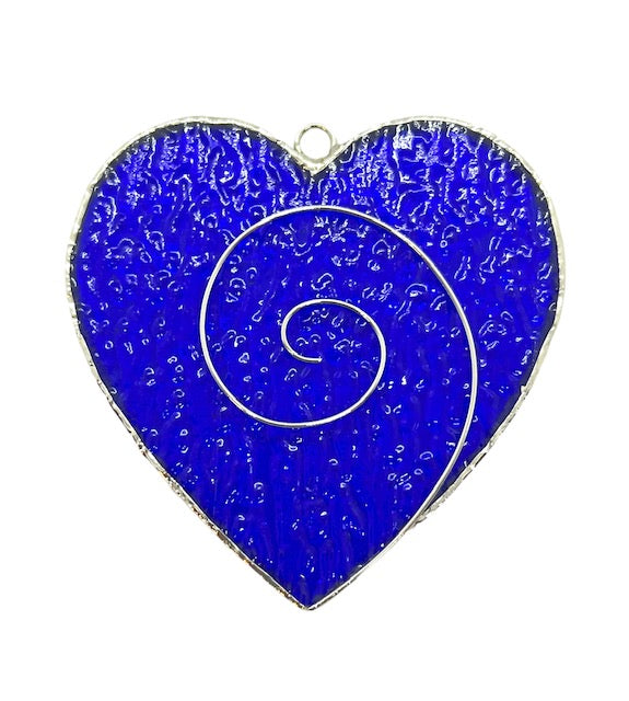 Glass Cover- Heart with Wire/ BLUE