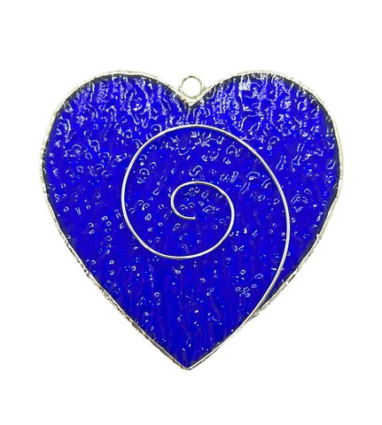 Glass Cover- Heart with Wire/ BLUE