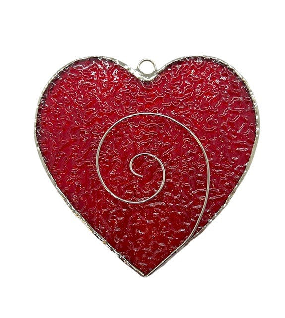 Glass Cover- Heart with Wire / RED