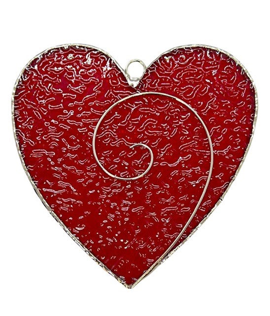 Glass Cover- Heart with Wire / RED