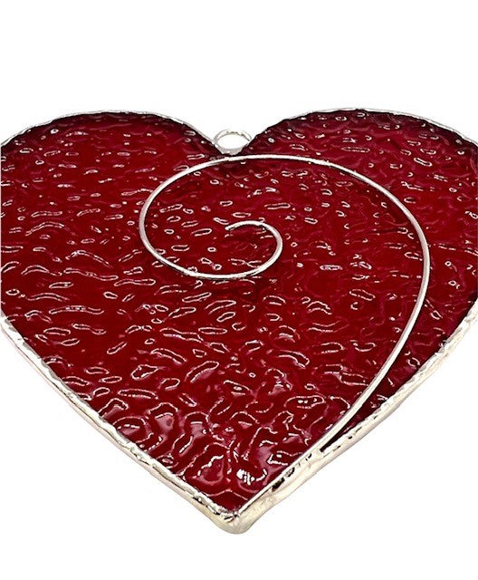 Glass Cover- Heart with Wire / RED