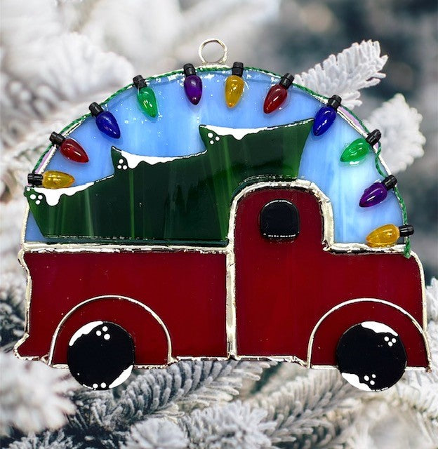 Glass Cover- Red Truck Christmas