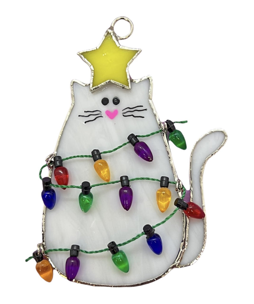 Glass Cover- Christmas Cat "Meow-y Christmas"