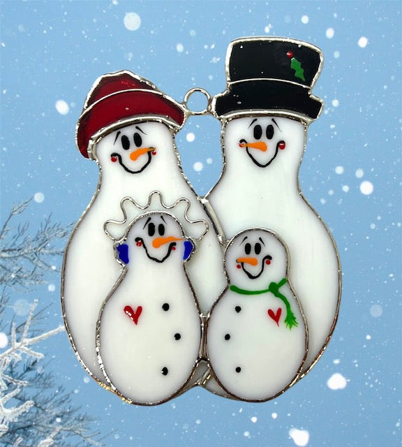 Glass Cover- SnowFamily 2 babies