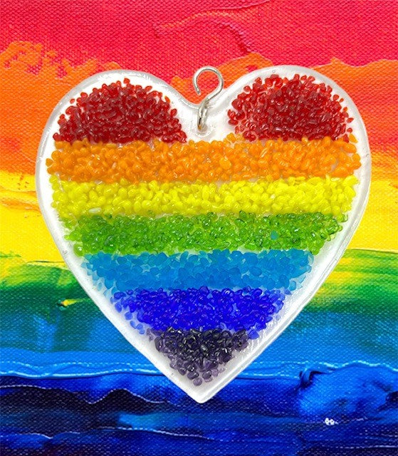 Glass Cover- Rainbow Heart