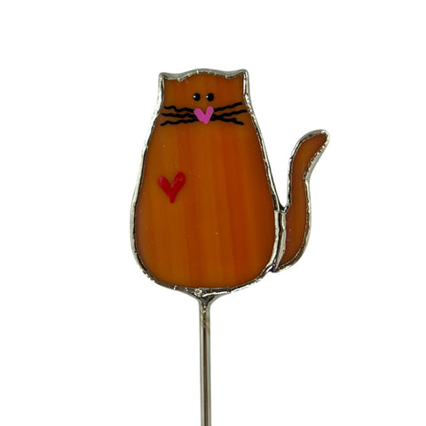 Holiday Mini Plant Stake- Orange Cat