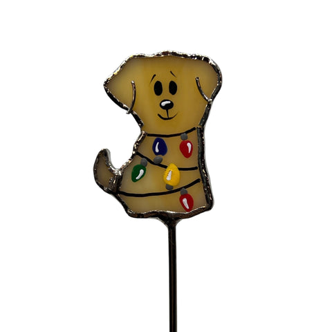Mini Plant Stake- Christmas Puppy