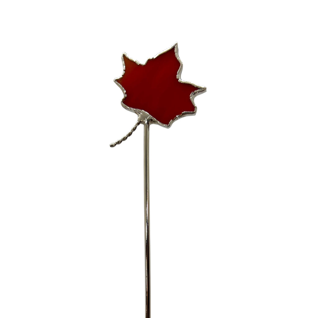 Mini Plant Stake- Maple Leaf RED