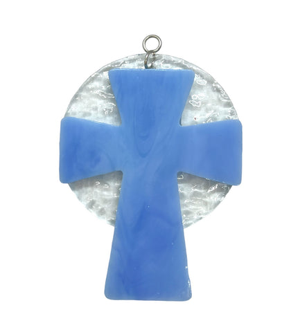 Glass Cover- Light Blue Cross / Clear Circle