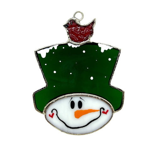 Glass Cover- Snowman with Bird