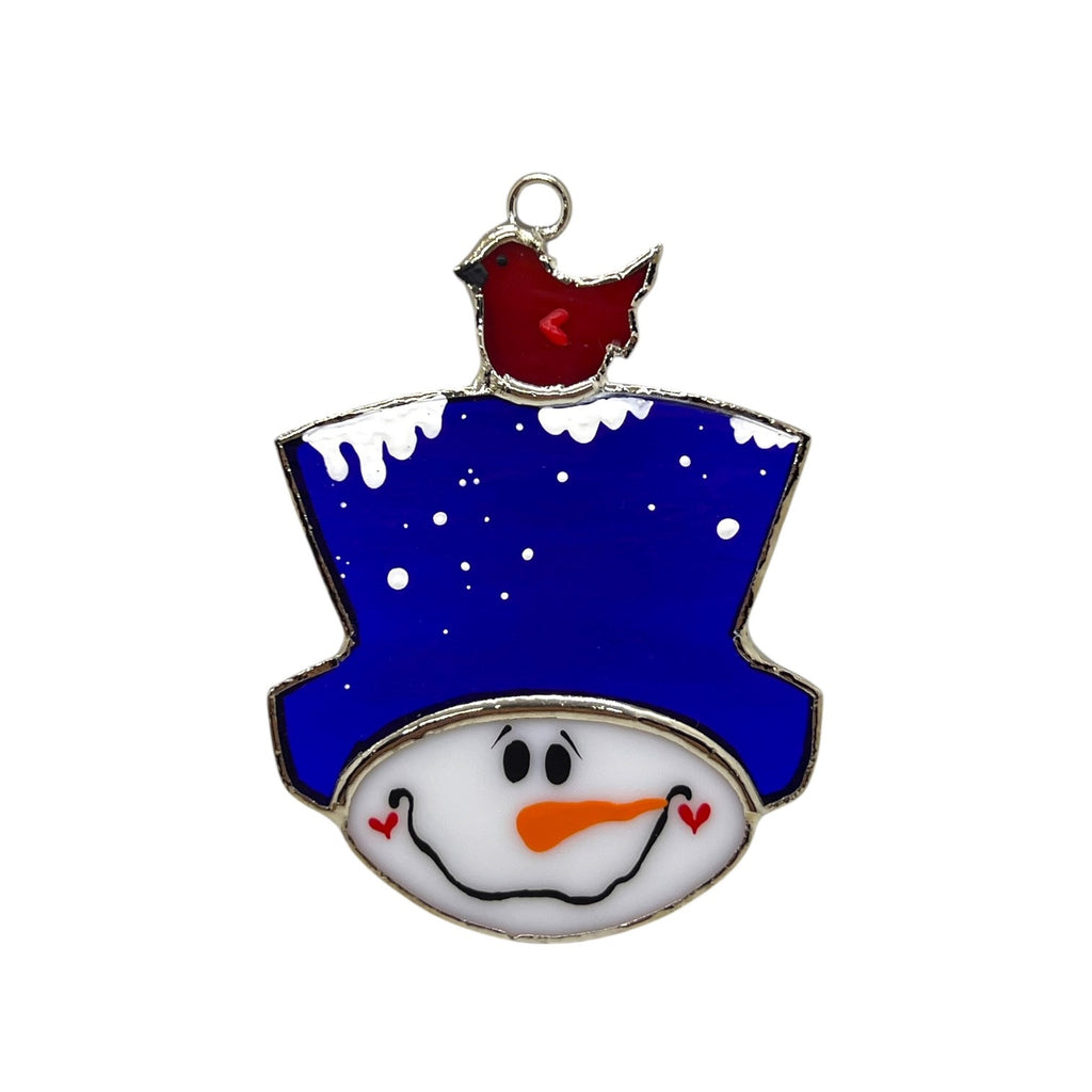 Glass Cover- Snowman with Bird