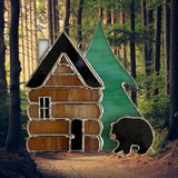 Glass Cover- Log Cabin with Black Bear