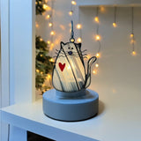 Glass Cover- I  ❤ My CAT (Black/White/Clear Variegated Glass)