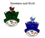 Glass Cover- Snowman with Bird