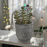 Holiday Mini Plant Stake- Christmas Snowman (Black Hat)