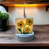 Glass Cover- Yellow Flowers / Gray Background