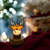 Glass Cover- Reindeer with Christmas Lights