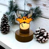 Glass Cover- Reindeer with Christmas Lights