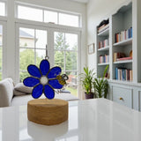 Glass Cover- Blue Flower with BEE
