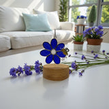 Glass Cover- Blue Flower with BEE
