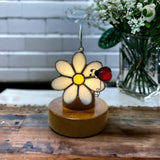 Glass Cover- Daisy Flower with Ladybug