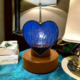 Glass Cover- Heart with Wire/ BLUE
