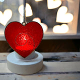 Glass Cover- Heart with Wire / RED