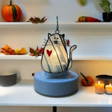 Glass Cover- I  ❤ My CAT (Black/White/Clear Variegated Glass)