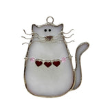 Glass Cover- I  ❤ My CAT / White Glass with Heart Strand