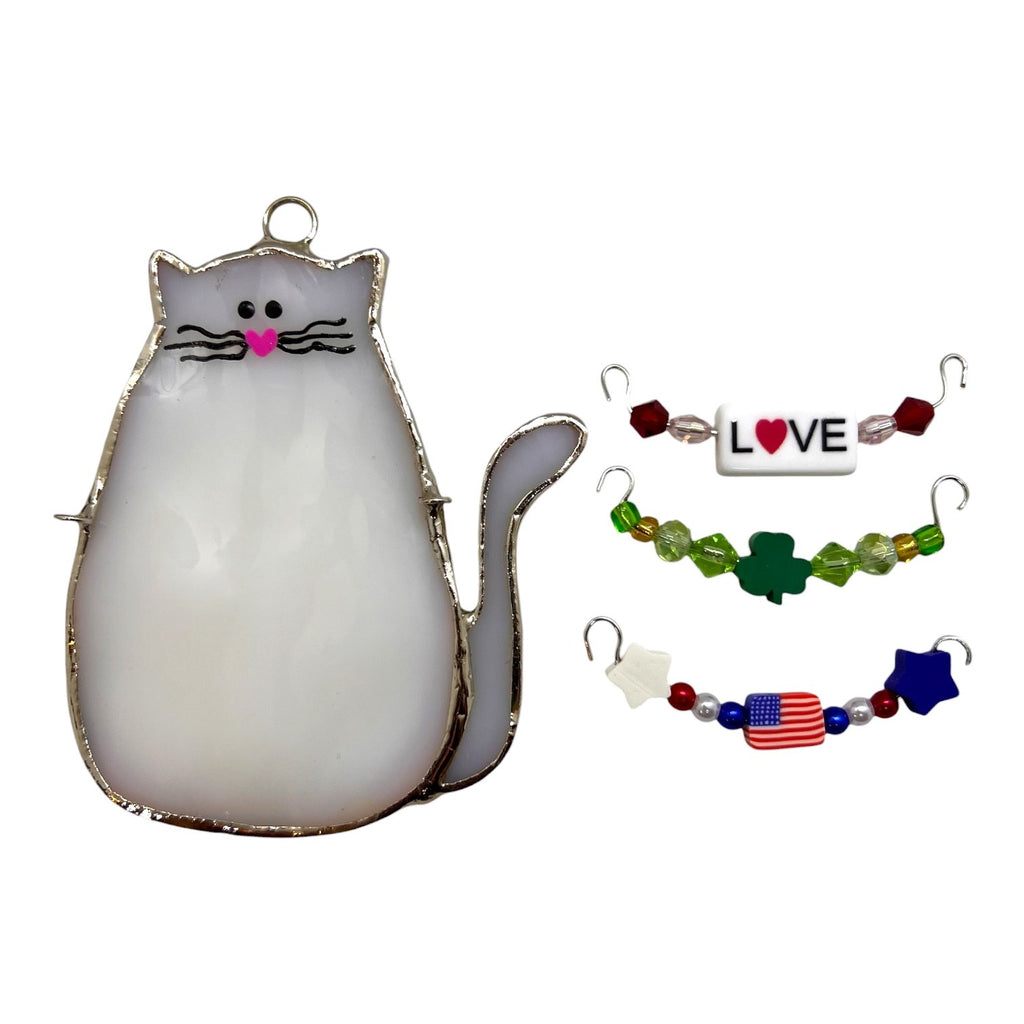 Glass Cover- Cat with 3 Interchangeable Seasonal Swags (Coming Soon)