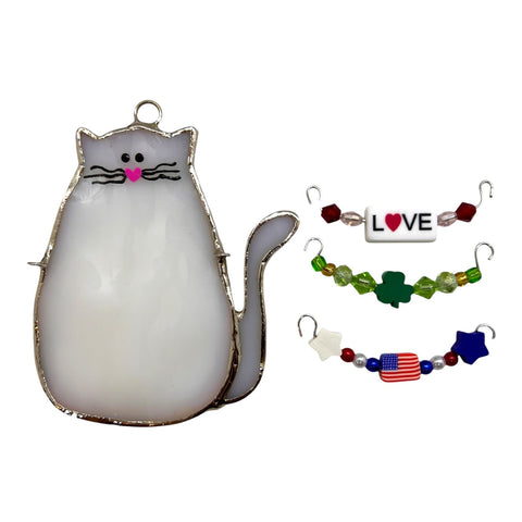 Glass Cover- Cat with 3 Interchangeable Seasonal Swags (Coming Soon)