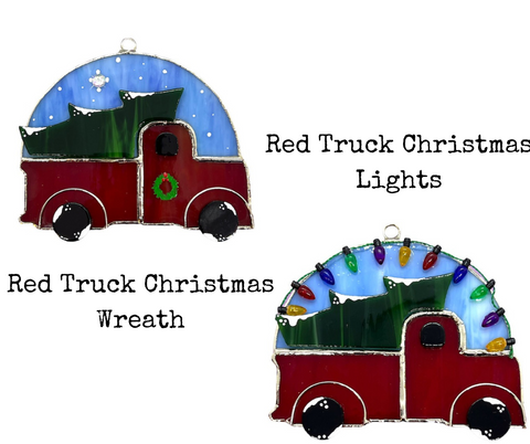 Glass Cover- Red Truck Christmas