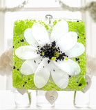 Glass Cover- Fused Flower (White)