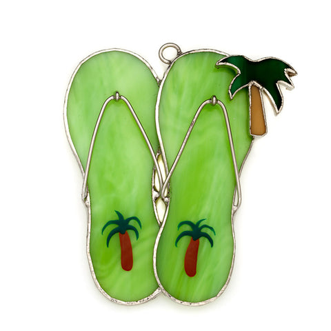 Glass Cover- Flip Flops with Palm Tree