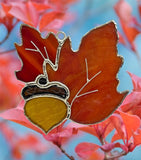 Glass Cover- Oak Leaves with Acorn