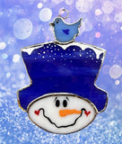 Glass Cover- Snowman with Bird