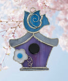 Glass Cover- Birdhouse with Flower