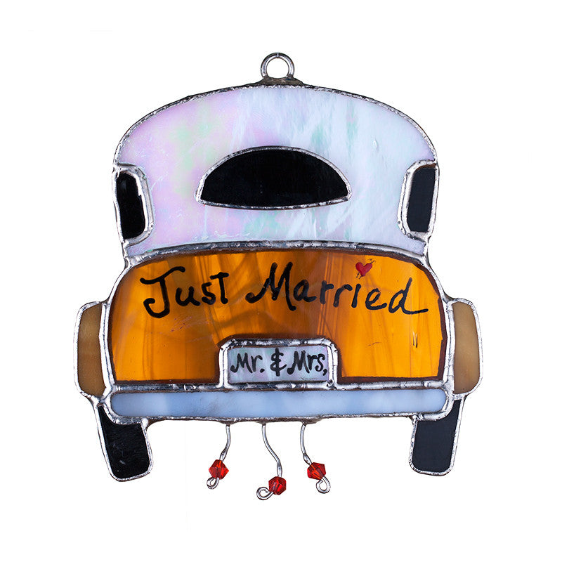 Glass Cover- Wedding Car 'Just Married'
