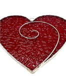 Glass Cover- Heart with Wire/ RED