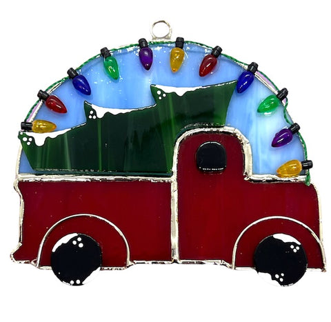 Glass Cover- Red Truck Christmas