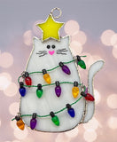Glass Cover- Christmas Cat "Meow-y Christmas"